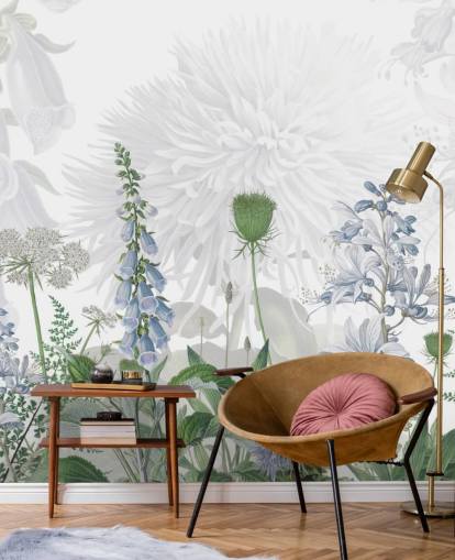 illustrated blue foxglove wallpaper