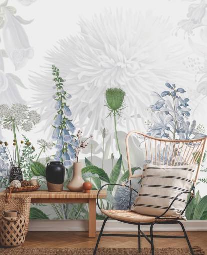 illustrierte blaue Fingerhut Tapete