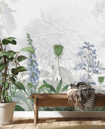 papel pintado ilustrado dedalera azul papel pintado ilustrado dedalera azul