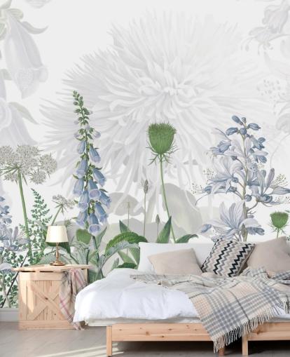 papel de parede ilustrado azul foxglove