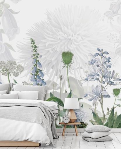 papel pintado ilustrado dedalera azul papel pintado ilustrado dedalera azul