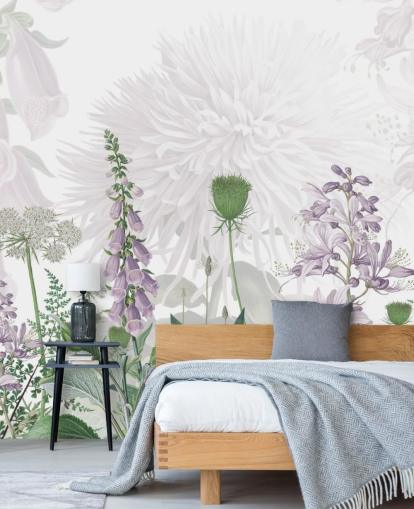 illustrated purple fox gloves wallpaper