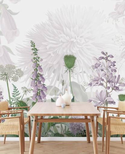 illustrated purple fox gloves wallpaper