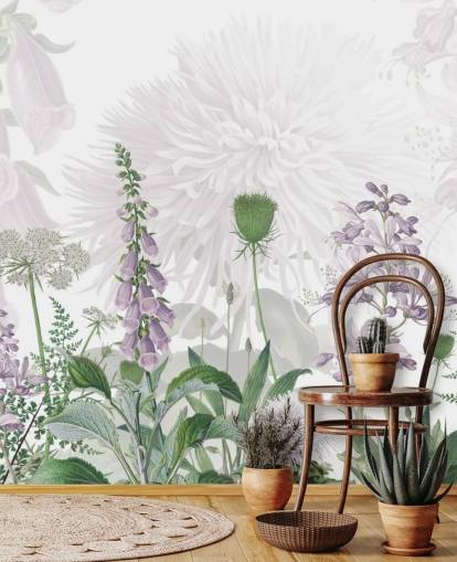 illustrated purple fox gloves wallpaper