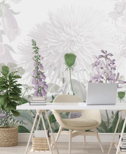 illustrated purple fox gloves wallpaper