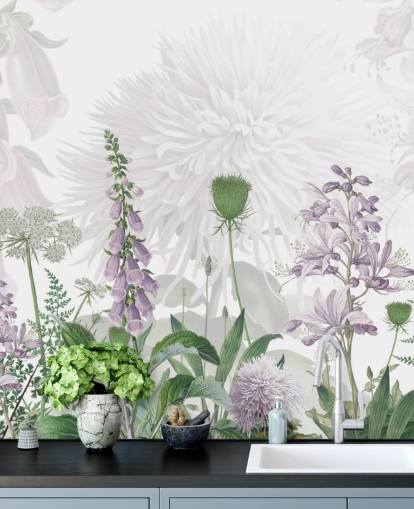 illustrated purple fox gloves wallpaper