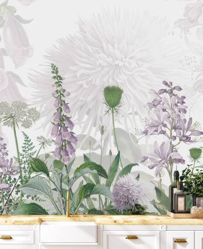 illustrated purple fox gloves wallpaper
