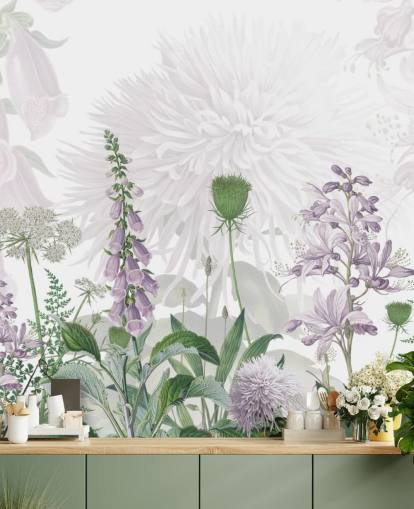 illustrated purple fox gloves wallpaper