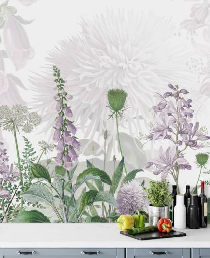 illustrated purple fox gloves wallpaper