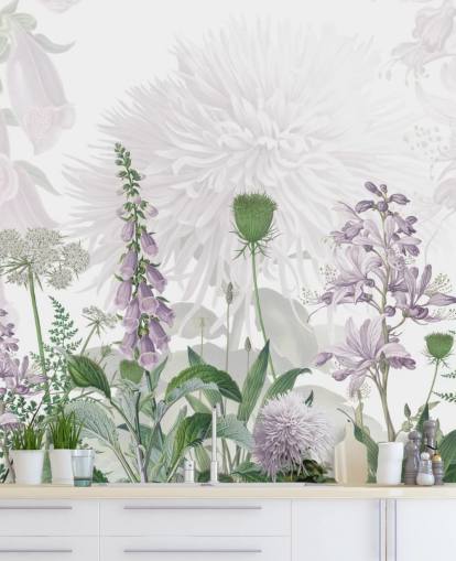 illustrated purple fox gloves wallpaper