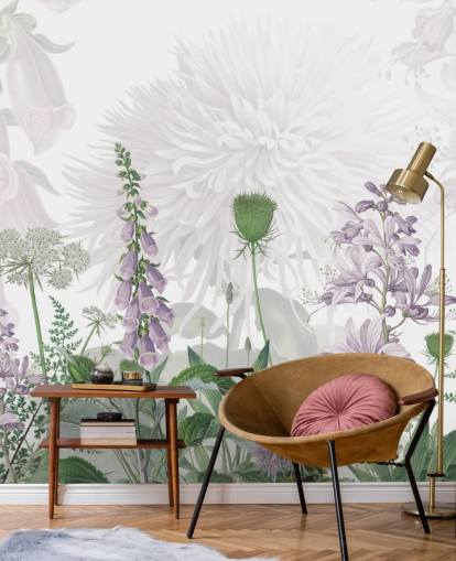 illustrated purple fox gloves wallpaper