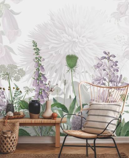 illustrated purple fox gloves wallpaper