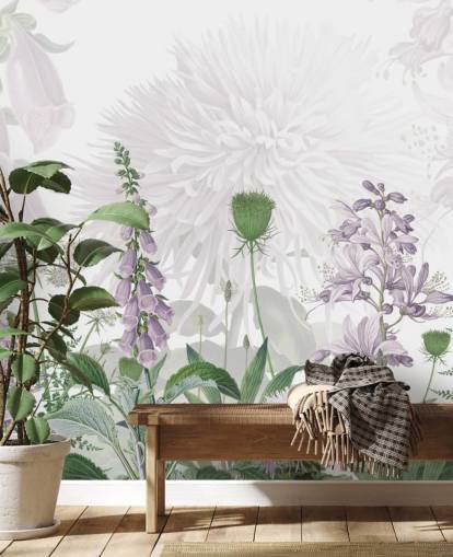 illustrated purple fox gloves wallpaper