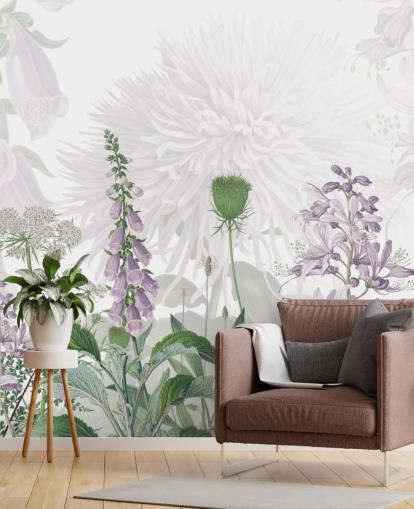 illustrated purple fox gloves wallpaper