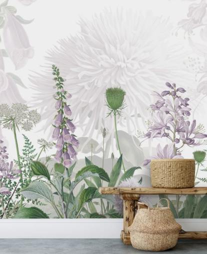 illustrated purple fox gloves wallpaper