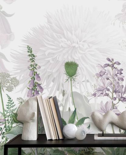 illustrated purple fox gloves wallpaper