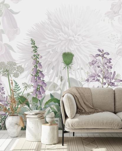 illustrated purple fox gloves wallpaper