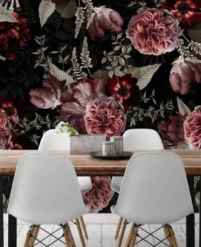 mörk blommig pion i rosa tapeter mörk blommig pion i rosa tapeter