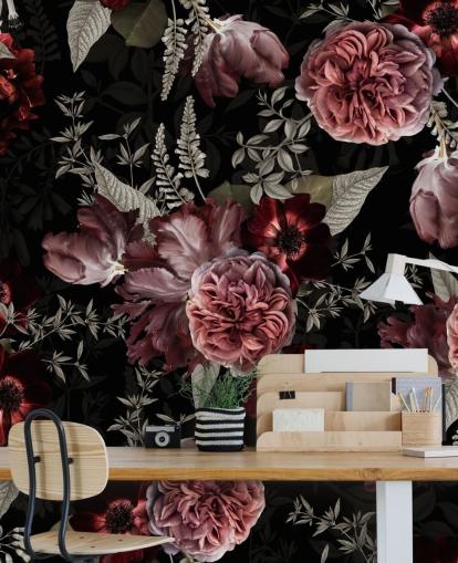 mørke blomster pæon i pink tapet mørke blomster pæon i pink tapet