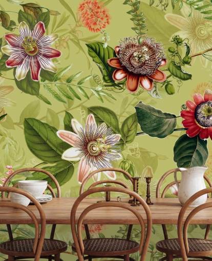 red flowers on green background wallpaper 