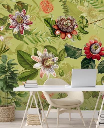 papel tapiz de flores rojas sobre fondo verde papel tapiz de flores rojas sobre fondo verde