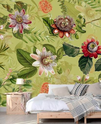 papel tapiz de flores rojas sobre fondo verde papel tapiz de flores rojas sobre fondo verde