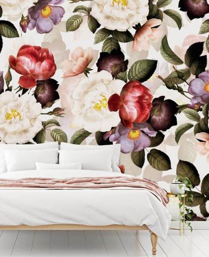 hvit, rosa og lilla floral tapet