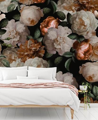 off-white og brassy-pink blomster tapet off-white og brassy-pink blomster tapet