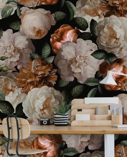 gebroken wit en brassy-roze bloemenbehang gebroken wit en brassy-roze bloemenbehang