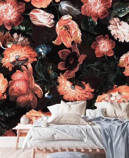 fiori rossi su sfondo nero carta da parati fiori rossi su sfondo nero carta da parati