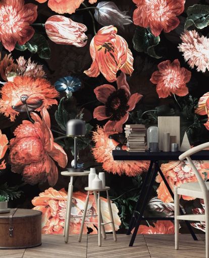 rode bloemen op zwarte achtergrond behang rode bloemen op zwarte achtergrond behang