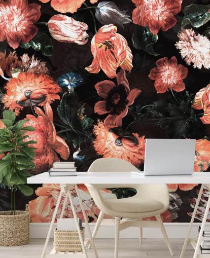 røde blomster på svart bakgrunn røde blomster på svart bakgrunn