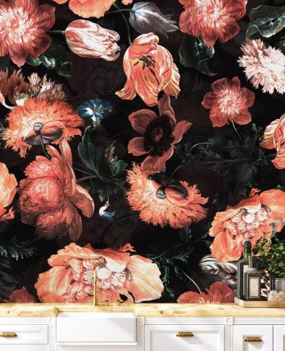 röda blommor på svart bakgrund tapeter röda blommor på svart bakgrund tapeter