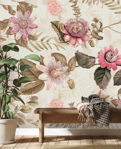 lyserøde blomster og grønne blade chinoiserie tapet lyserøde blomster og grønne blade chinoiserie tapet