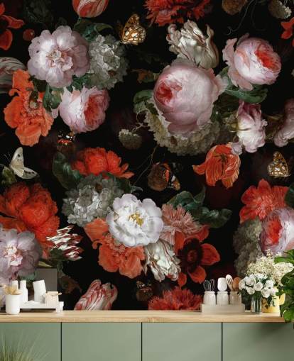 papier peint roses et coquelicots rouges papier peint roses et coquelicots rouges