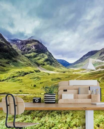 green and white customizable countryside wallpaper mural called Glencoe for bedrooms and living rooms green and white customizable countryside wallpaper mural called Glencoe for bedrooms and living rooms