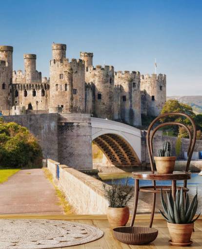 Conwy Castle i Wales Conwy Castle i Wales Bakgrund 