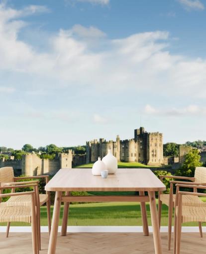 carta da parati paesaggistica personalizzabile chiamata Alnwick Castle per casa, uffici, camere da letto e aziende