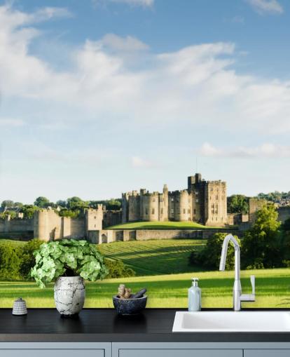 mural de papel pintado de paisaje personalizable llamado Castillo de Alnwick para oficinas domésticas, dormitorios y negocios mural de papel pintado de paisaje personalizable llamado Castillo de Alnwick para oficinas domésticas, dormitorios y negocios