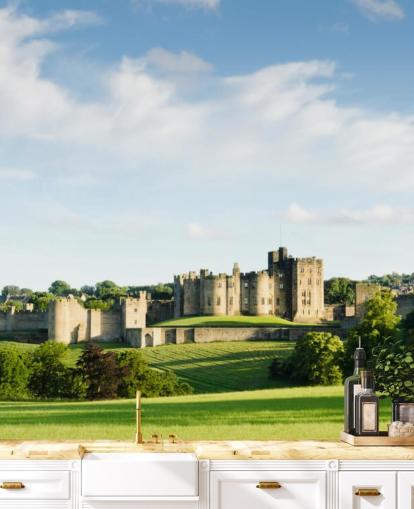 customizable landscape wallpaper mural called Alnwick Castle for home offices, bedrooms and businesses