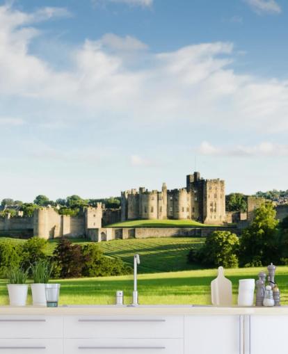 anpassbares Landschaftstapetenbild namens Alnwick Castle für Heimbüros, Schlafzimmer und Unternehmen