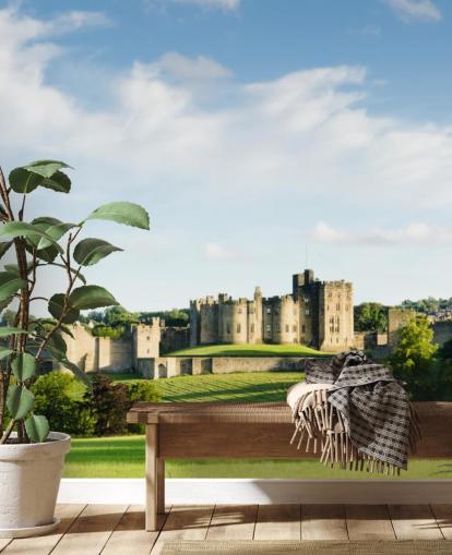 customizable landscape wallpaper mural called Alnwick Castle for home offices, bedrooms and businesses