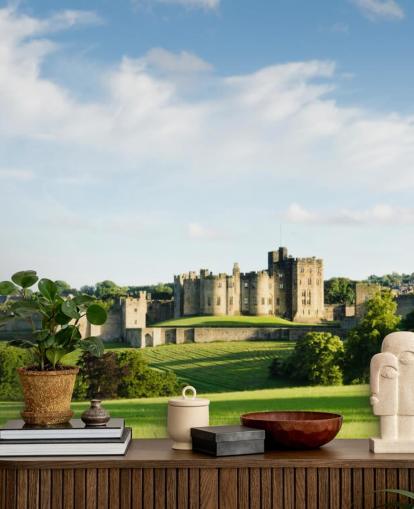 customizable landscape wallpaper mural called Alnwick Castle for home offices, bedrooms and businesses