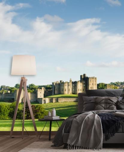 papier peint mural de paysage personnalisable appelé Alnwick Castle pour les bureaux à domicile, les chambres et les entreprises