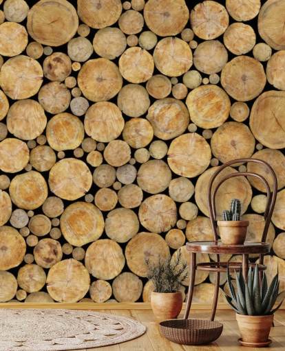 Face On Log Pile Wallpaper