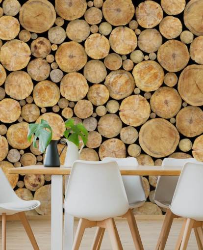 Gezicht op log stapel behang Gezicht op log stapel behang