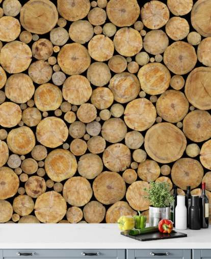 Papier Peint Face On Log Pile