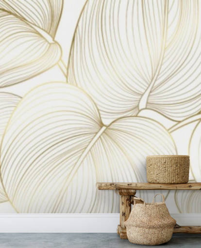 papel pintado hojas blancas y doradas papel pintado hojas blancas y doradas