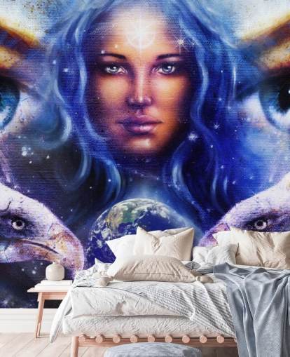 Papier Peint Graffiti Femme Yeux et Eagles Papier Peint Graffiti Femme Yeux et Eagles