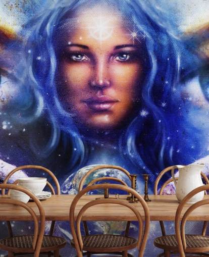 Womans Eyes and Eagles Graffiti Wallpaper